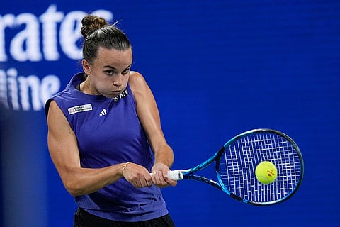 US Open 2024: Clara Burel returns a shot to Victoria Azarenka during a second round match of the U.S. Open